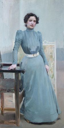 Clotilde in a grey dress, 1900. Creator: Sorolla y Bastida, Joaquín (1863-1923)