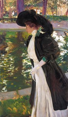Clotilde Strolling in the Gardens of La Granja , 1907. Creator: Sorolla y Bastida, Joaquín (1863-1923)