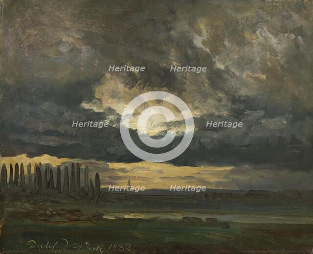 Cloud Study over the Elbe with Poplars, 1832. Creator: Johan Christian Dahl.