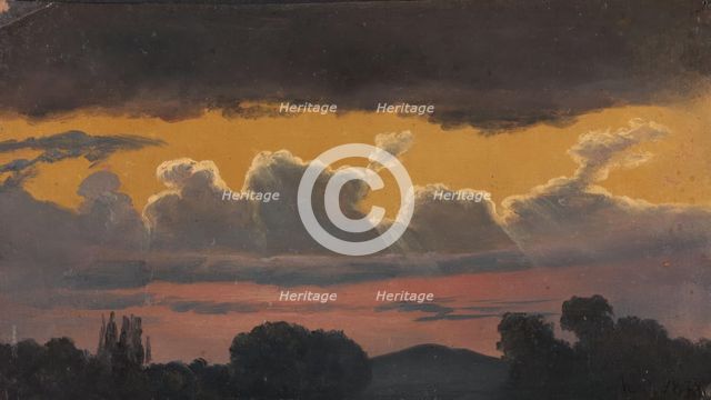 Cloud Study over Landscape, 1838. Creator: Knud Baade.