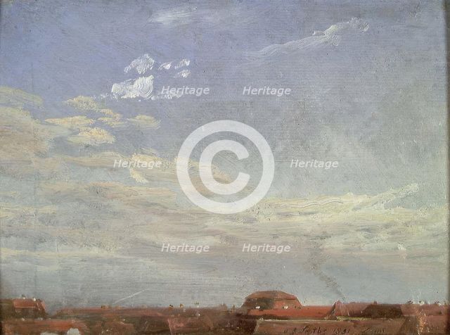 Cloud Study over Red Roofs in Neustadt, 1831. Creator: Johan Christian Dahl.