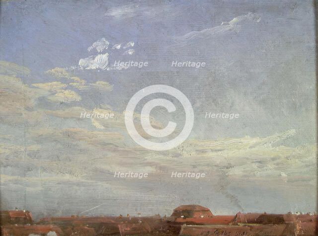 Cloud Study over Red Roofs in Neustadt, 1831. Creator: Johan Christian Dahl.