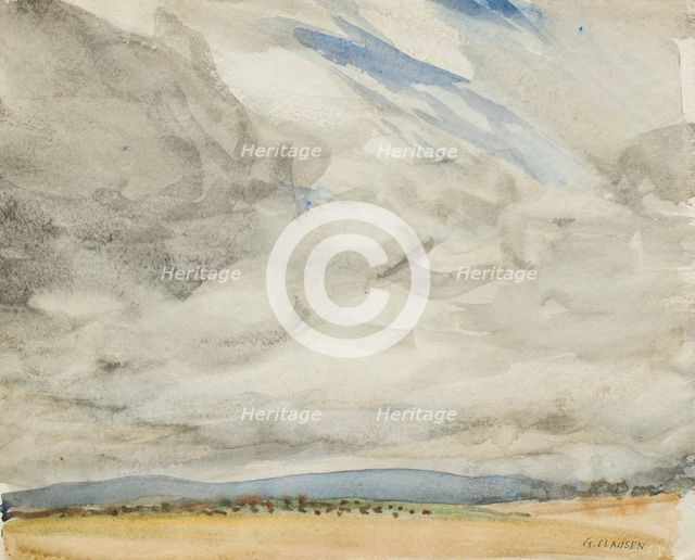 Cloud study with landscape, c1875-1944. Creator: George Clausen.
