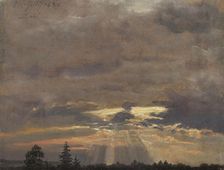 Cloud Study with Sunbeams, 1836. Creator: Johan Christian Dahl