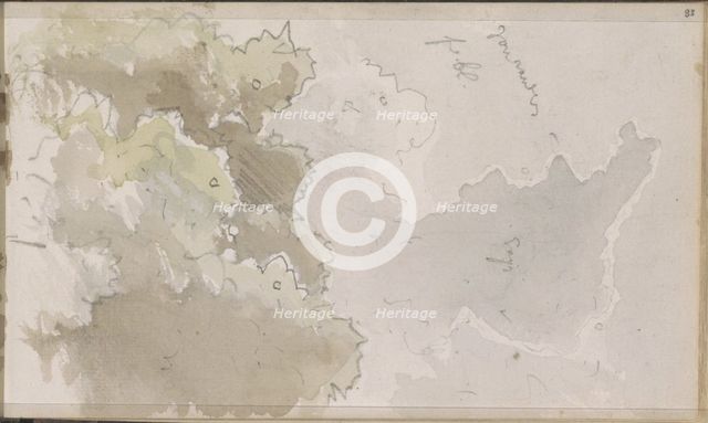 Cloudy sky above a few treetops, 1864-1880. Creator: Johannes Tavenraat.