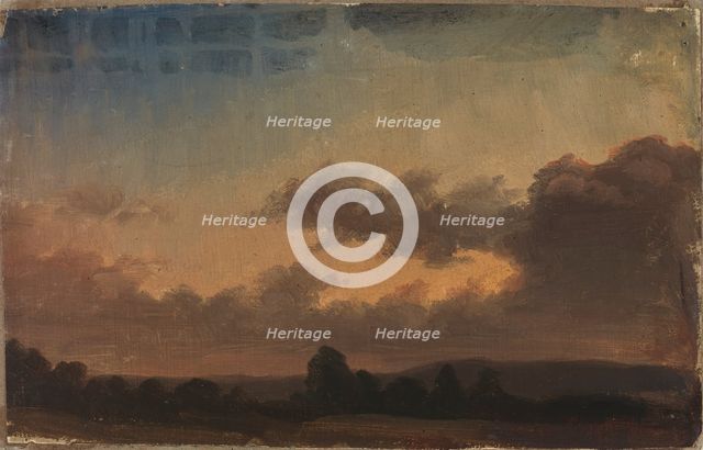 Cloudy sky over landscape, exercise, 1854. Creator: Werner Holmberg.
