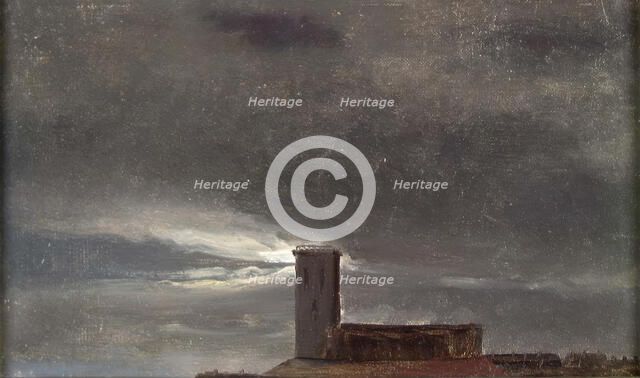 Clouds over a Building with a Tower, c1810-1850. Creator: Johan Christian Dahl.