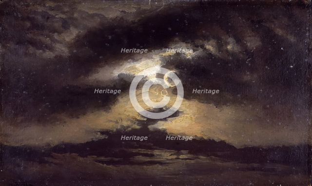 Clouds in Moonlight, 1843. Creator: Knud Baade.