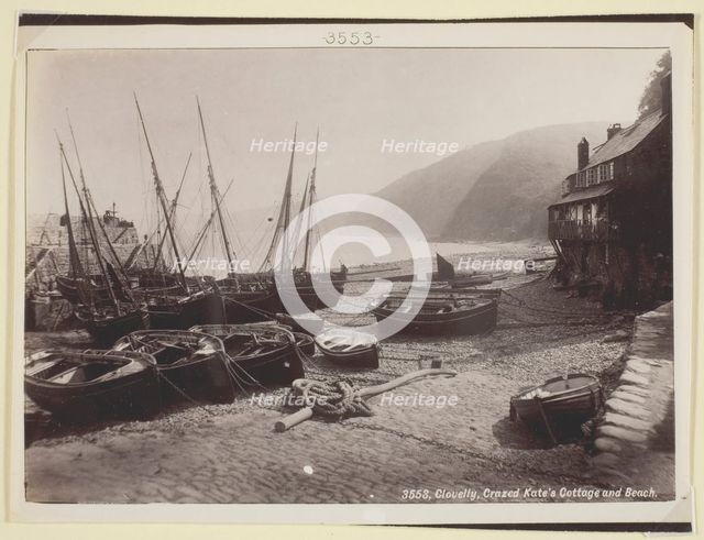 Clovelly, Crazed Kate's Cottage and Beach, 1860/94. Creator: Francis Bedford.