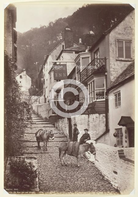 Clovelly, the New Inn and Street, 1860/94. Creator: Francis Bedford.