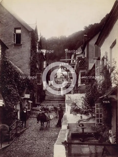 Clovelly, The New Inn and Street, 1870s. Creator: Francis Bedford.