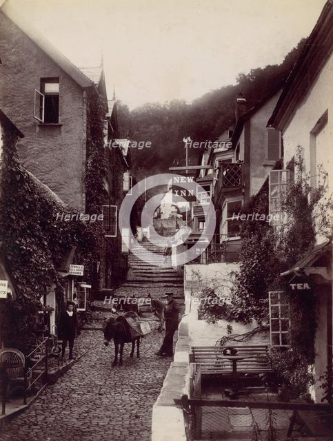 Clovelly, The New Inn and Street, 1870s. Creator: Francis Bedford.