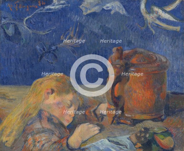 Clovis asleep, 1884. Creator: Gauguin, Paul Eugéne Henri (1848-1903).