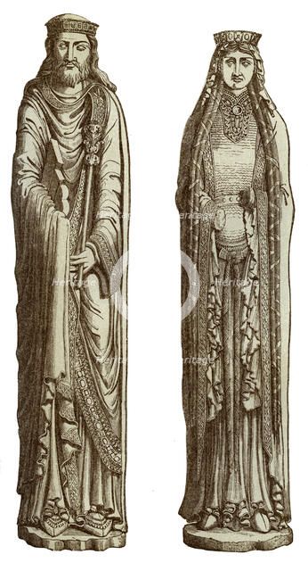 Clovis I and Clotilde his wife, 12th century, (1870). Artist: Franz Kellerhoven