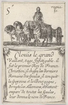 Clovis le grand / Vaillant, sage..., from Game of the Kings of France (Jeu des Rois de F..., 1644. Creator: Stefano della Bella