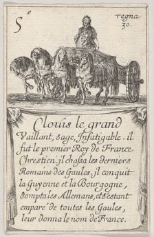Clovis le grand / Vaillant, sage..., from Game of the Kings of France (Jeu des Rois de F..., 1644. Creator: Stefano della Bella