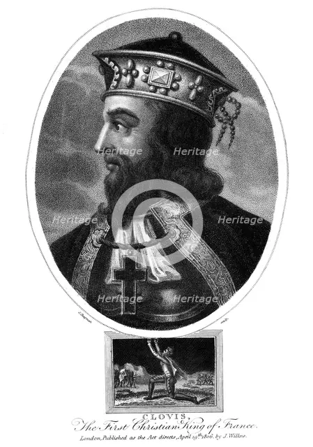Clovis, the first Christian King of the Franks, (1806).Artist: J Chapman