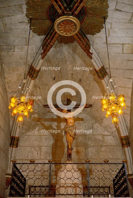 Crucified Christ, Church of the Virgin Mary, Verdu, Catalonia, Spain, 13th century?, (1999).  Creator: LTL.