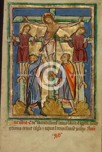Crucifixion and the Piercing of the Side, about 1190-1200; text added about 1480-1490. Creator: Unknown.