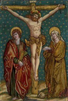 Crucifixion of Christ, with the Virgin and St John, c.1535-c.1540. Creator: Anon