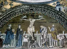 Crucifixion of Jesus, mosaic, Saint Mark's Basilica, Venice, Italy, 12th-14th centuries. Creator: LTL