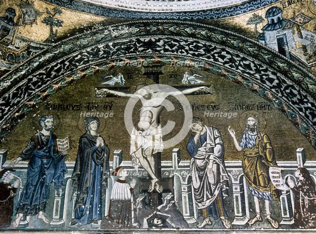 Crucifixion of Jesus, mosaic, Saint Mark's Basilica, Venice, Italy, 12th-14th centuries. Creator: LTL.
