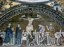 Crucifixion of Jesus, mosaic, Saint Mark's Basilica, Venice, Italy, 12th-14th centuries. Creator: Unknown