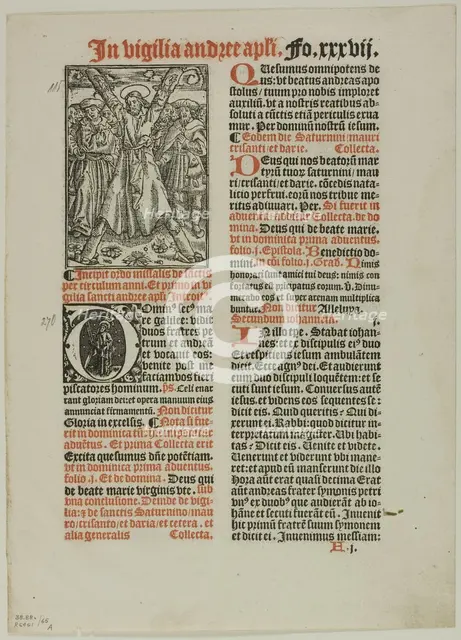 Crucifixion of Saint Andrew from Missale Monasteriense, plate 65 from Woodcuts from Books...1937. Creator: Unknown.