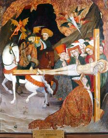 Crucifixion of Saint Andrew table of the Gurb Altarpiece (1417 - 1418), designed by Lluis Bor…