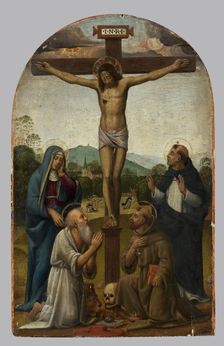 Crucifixion with the Virgin Mary and Sts Dominic, Jerome and Francis, 1529. Creator: Antonio del Ceraiolo