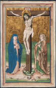 Crucifixion with the Virgin Mary and Saint John (recto); Saint Sebald with the Donors..., c1485-90. Creator: Unknown