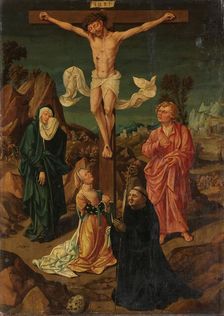 Crucifixion with the Virgin, Saint John, Mary Magdalene, a Donor, 1500-1530. Creator: Anon