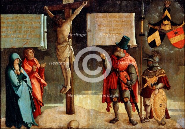Crucifixion with Donors', 16th century. Creator: Master of Messkirch (ca. 1500-1543).