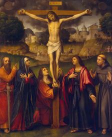 Crucifixion with Madonna and Sts Paul, Mary Magdalene, John and Francis, 1530. Creator: Bernardino Luini