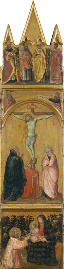 Crucifixion, Virgin and Child with a Deacon, c1315-1360. Creator: Workshop of Pietro Lorenzetti