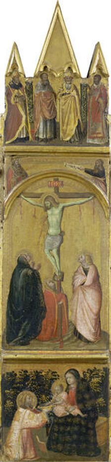 Crucifixion, Virgin and Child with a Deacon, c1315-1360. Creator: Workshop of Pietro Lorenzetti