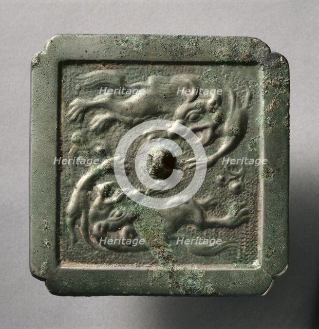 Cruciform Mirror with Two Lions, late 8th-early 9th century. Creator: Unknown.