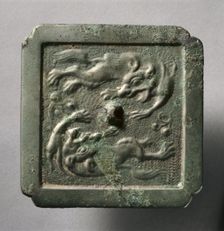 Cruciform Mirror with Two Lions, late 8th-early 9th century. Creator: Unknown