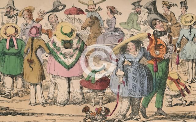 'Cruikshank's Exhibition of Bloomers in Hyde Park, 1852', c1870. Artist: George Cruikshank.
