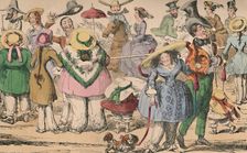 Cruikshank's Exhibition of Bloomers in Hyde Park, 1852 c1870. Artist: George Cruikshank
