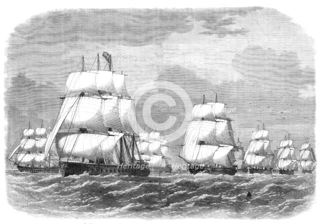 Cruise of the Naval Reserve: the squadron making for the rendezvous off Scilly, 1869. Creator: Unknown.
