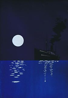 Cruise Ship at Sea in Moonlight 1909. Creator: Unknown