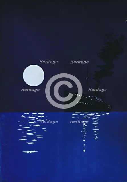 'Cruise Ship at Sea in Moonlight', 1909. Creator: Unknown.