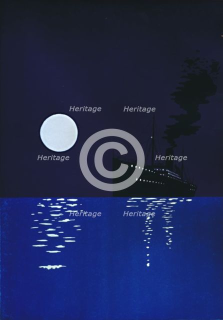 'Cruise Ship at Sea in Moonlight', 1909. Creator: Unknown.