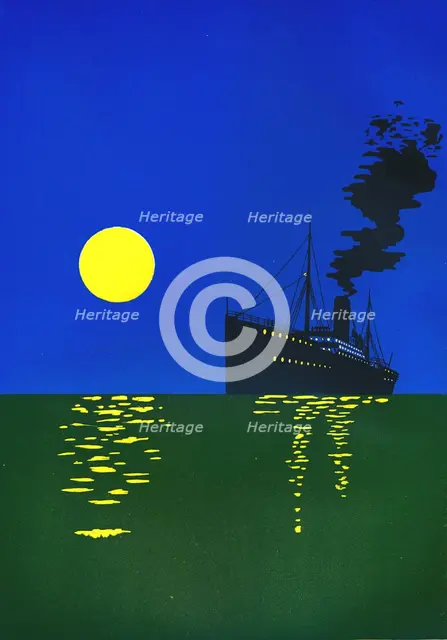 'Cruise Ship at Sea with Sun', 1909. Creator: Unknown.