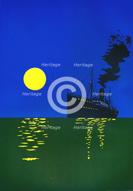 'Cruise Ship at Sea with Sun', 1909. Creator: Unknown.