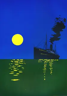 Cruise Ship at Sea with Sun 1909. Creator: Unknown