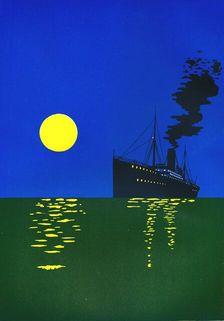 Cruise Ship at Sea with Sun 1909. Creator: Unknown