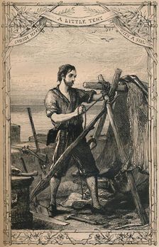 Crusoe Makes A Little Tent With A Sail c1870