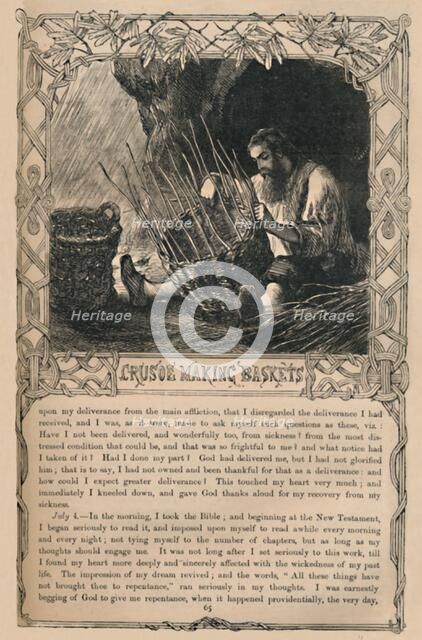 'Crusoe Making Baskets', c1870. Artist: Unknown.